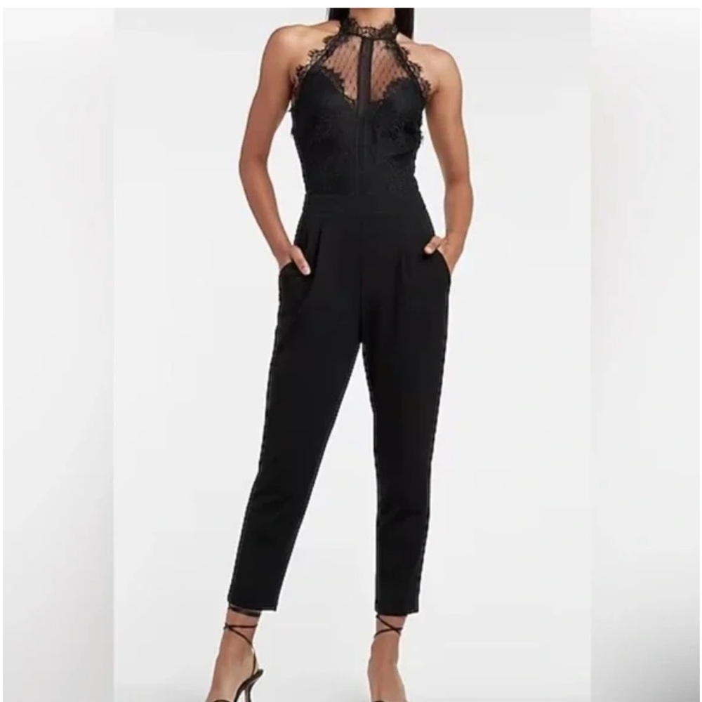 Express Black Lace Detail Jumpsuit
